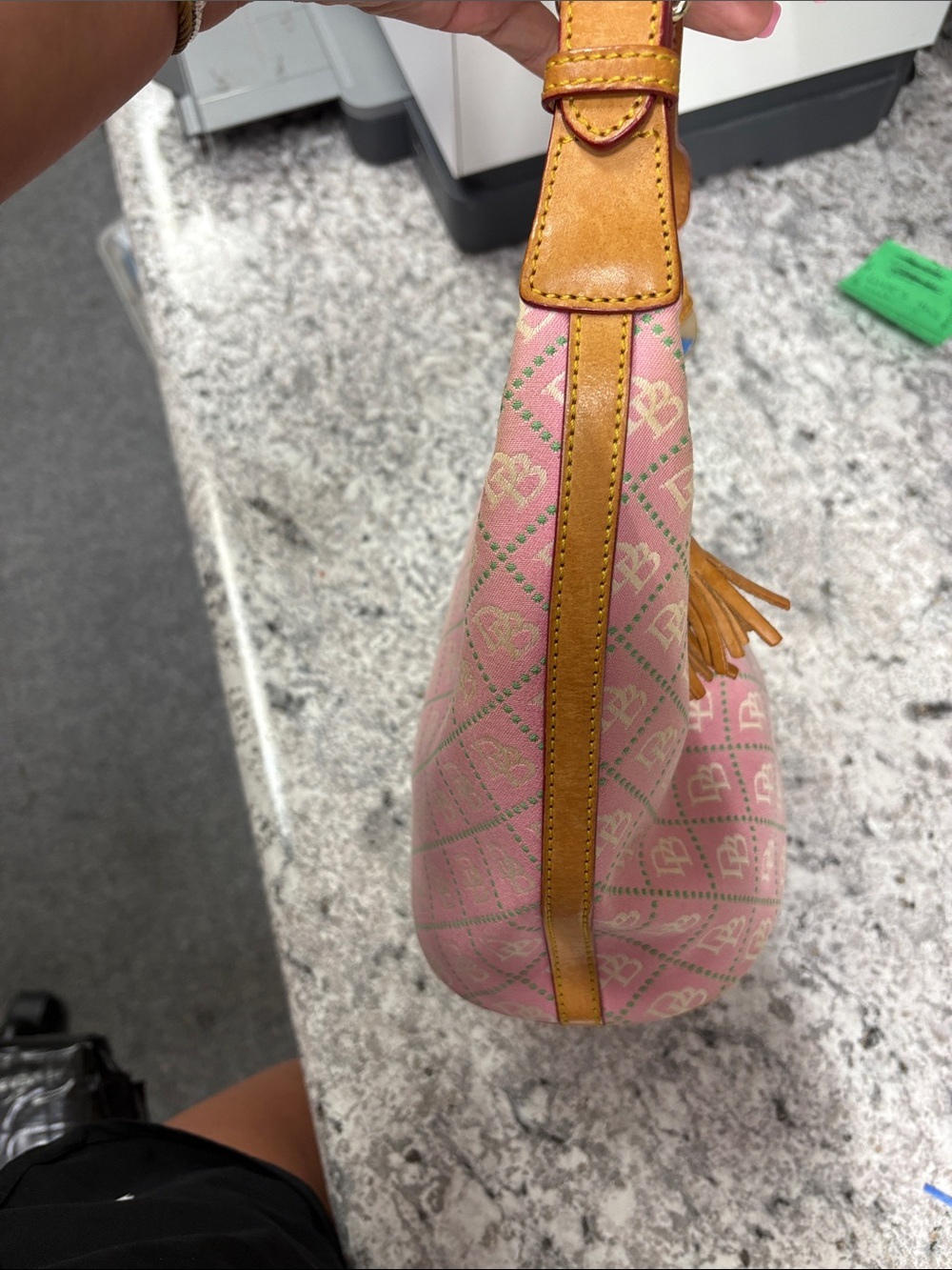 Vintage Dooney & Bourke Pink/Kelly Green shoulder bag - Picture 5 of 8